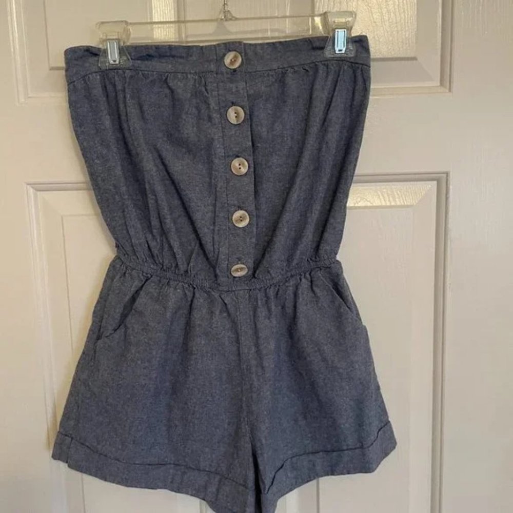 Chambray/ Jean Strapless Romper